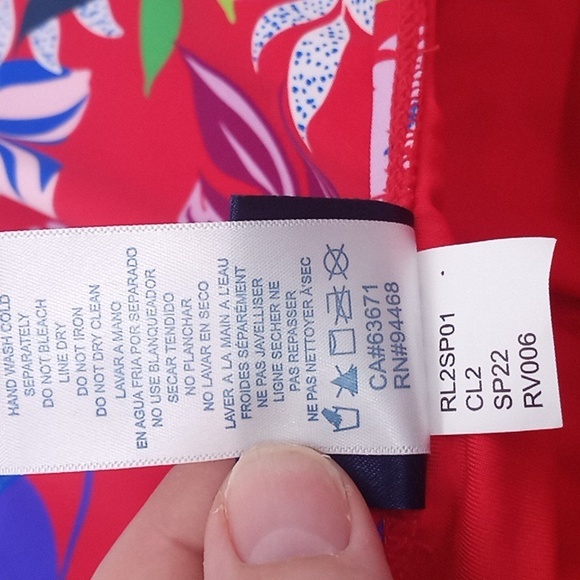 Sold! Caribbean Joe Tropical Print One Piece Swimsuit Red‎ 14 NWOT - Picture 12 of 13